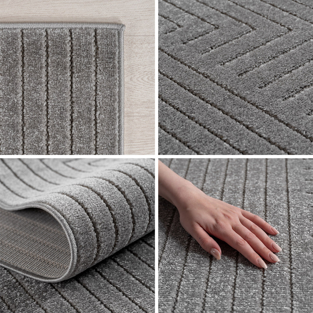 SIMPEX Outdoor Teppich Wetterfest Wohnzimmer & Outdoor geeignet Waschbar Grau