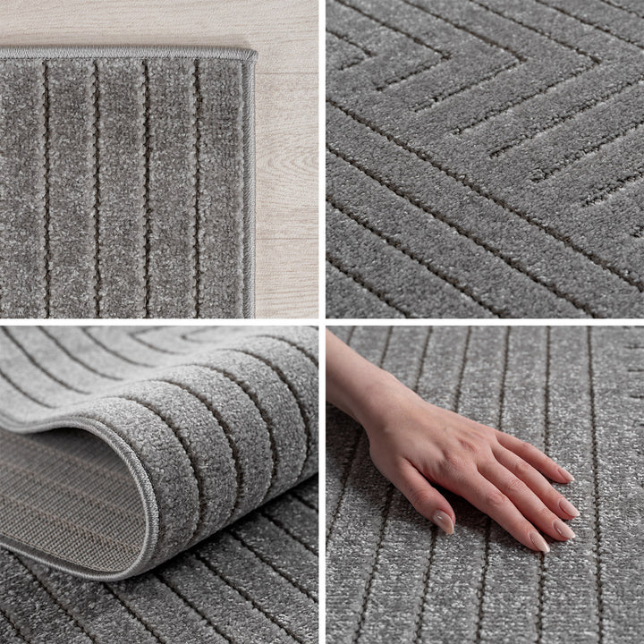 SIMPEX Outdoor Teppich Wetterfest Wohnzimmer & Outdoor geeignet Waschbar Grau