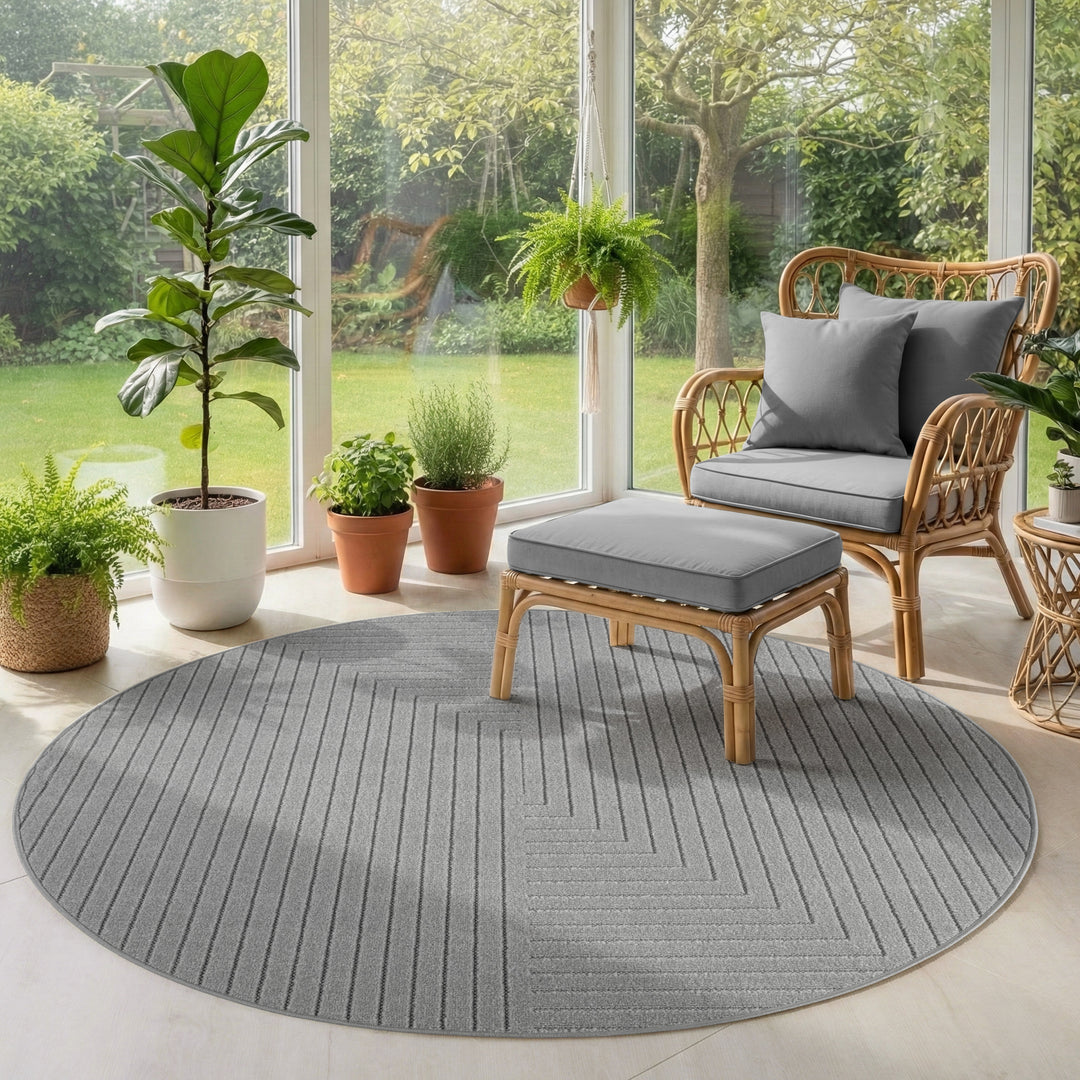 SIMPEX Outdoor Teppich Wetterfest Wohnzimmer & Outdoor geeignet Waschbar Grau