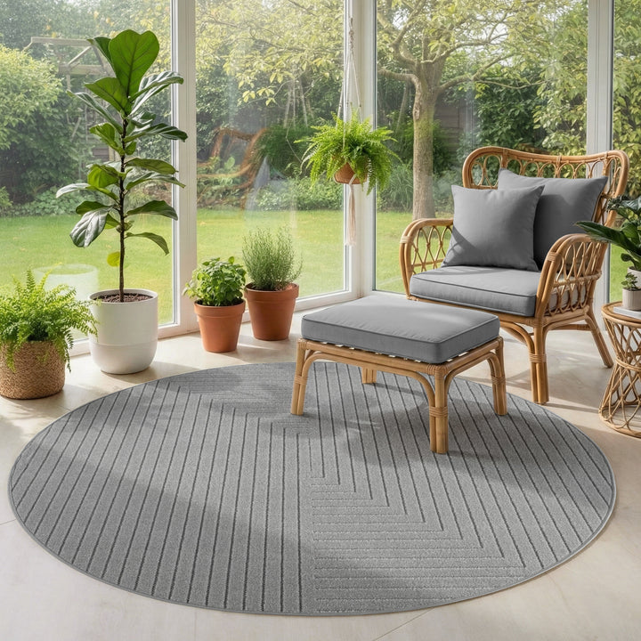 SIMPEX Outdoor Teppich Wetterfest Wohnzimmer & Outdoor geeignet Waschbar Grau