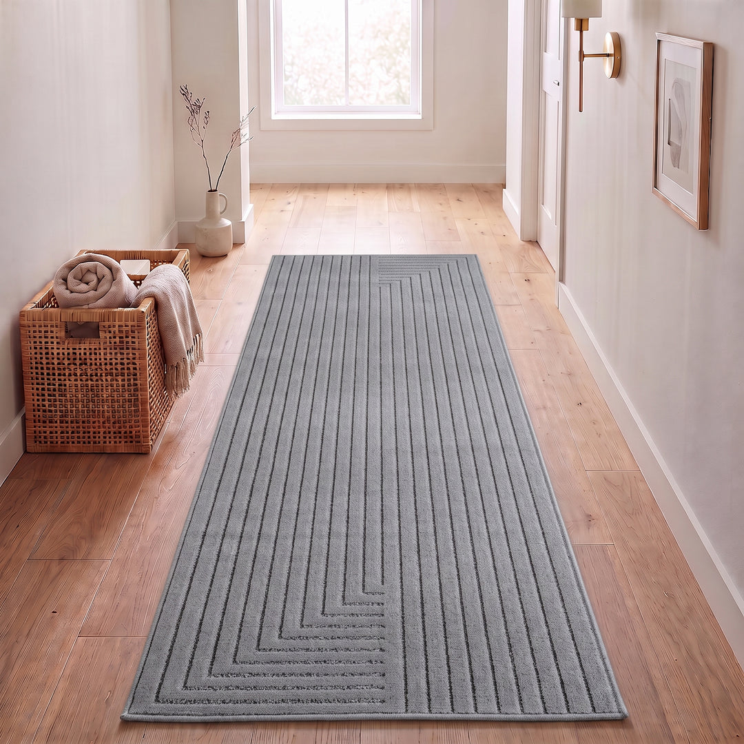 SIMPEX Outdoor Teppich Wetterfest Wohnzimmer & Outdoor geeignet Waschbar Grau