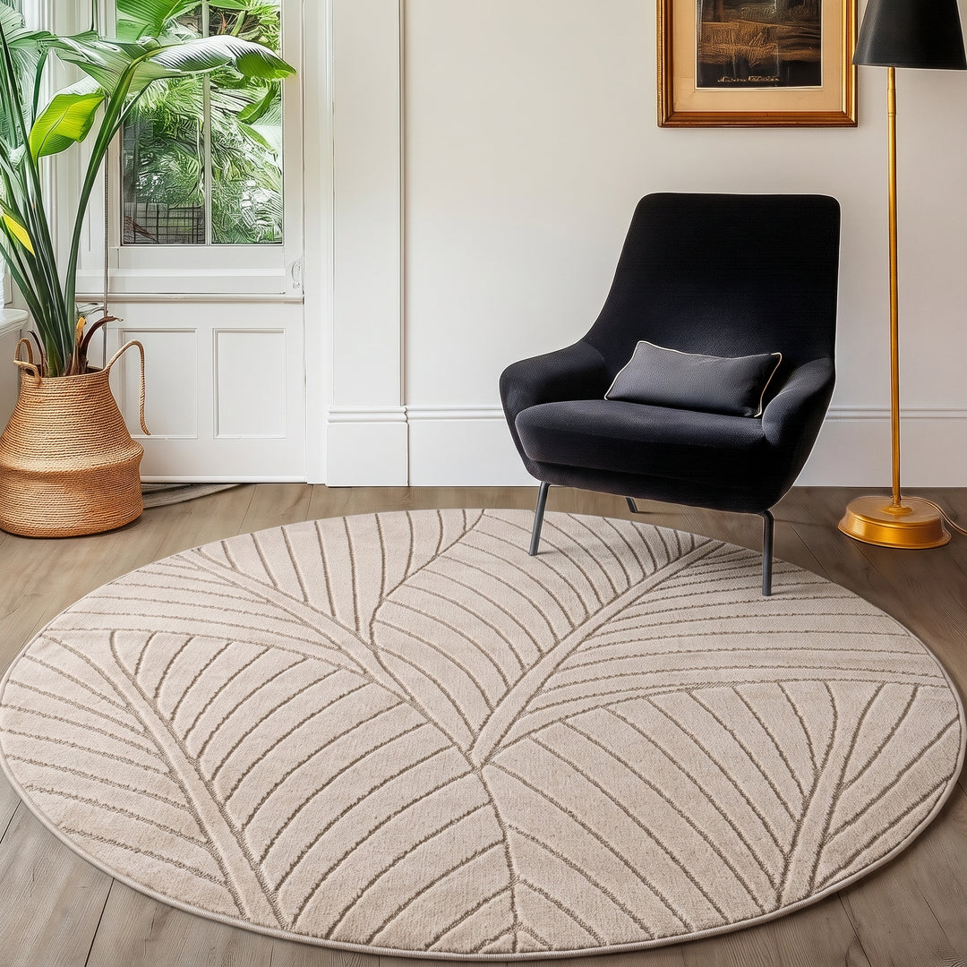 SIMPEX Kurzflor Teppich Wohnzimmer Schlafzimmer 3D Hoch-Tief-Effekt, Skandinavisch Boho Motiv, für Outdoor Bereich geeignet Terrassen oder im Balkon