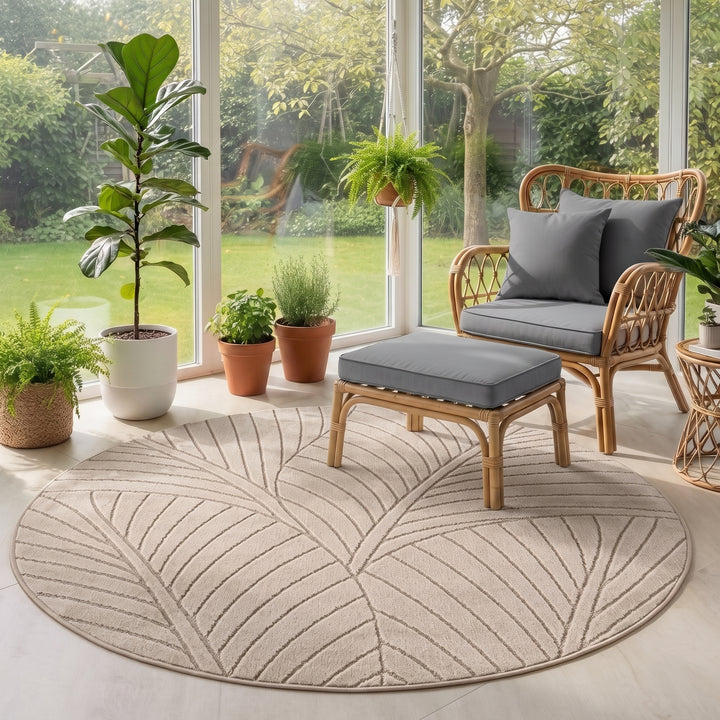 SIMPEX Kurzflor Teppich Wohnzimmer Schlafzimmer 3D Hoch-Tief-Effekt, Skandinavisch Boho Motiv, für Outdoor Bereich geeignet Terrassen oder im Balkon