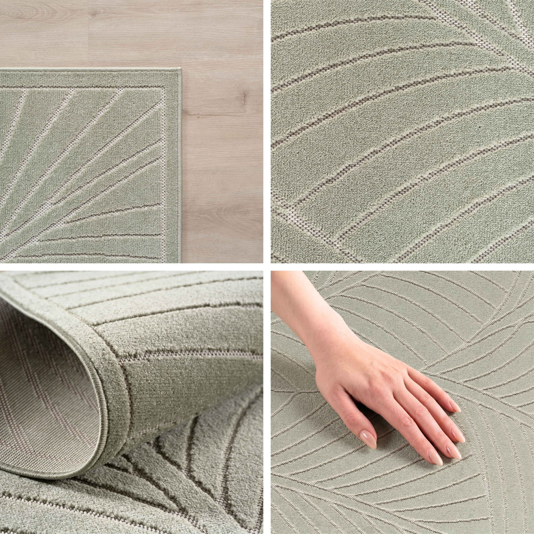 SIMPEX Kurzflor Teppich Wohnzimmer Schlafzimmer 3D Hoch-Tief-Effekt, Skandinavisch Boho Motiv, für Outdoor Bereich geeignet Terrassen oder im Balkon