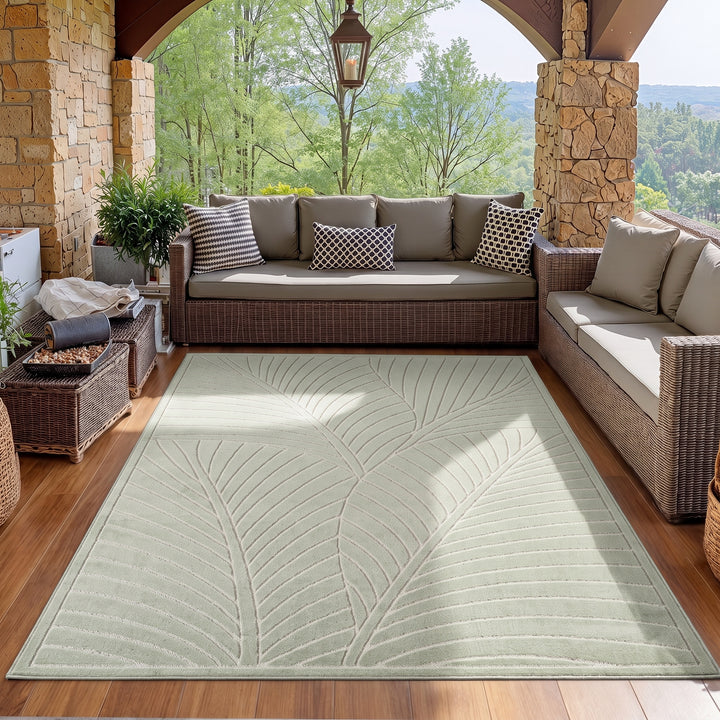 SIMPEX Kurzflor Teppich Wohnzimmer Schlafzimmer 3D Hoch-Tief-Effekt, Skandinavisch Boho Motiv, für Outdoor Bereich geeignet Terrassen oder im Balkon