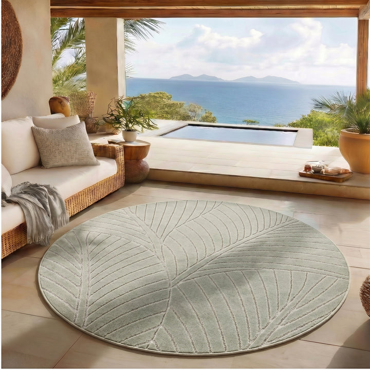 SIMPEX Kurzflor Teppich Wohnzimmer Schlafzimmer 3D Hoch-Tief-Effekt, Skandinavisch Boho Motiv, für Outdoor Bereich geeignet Terrassen oder im Balkon