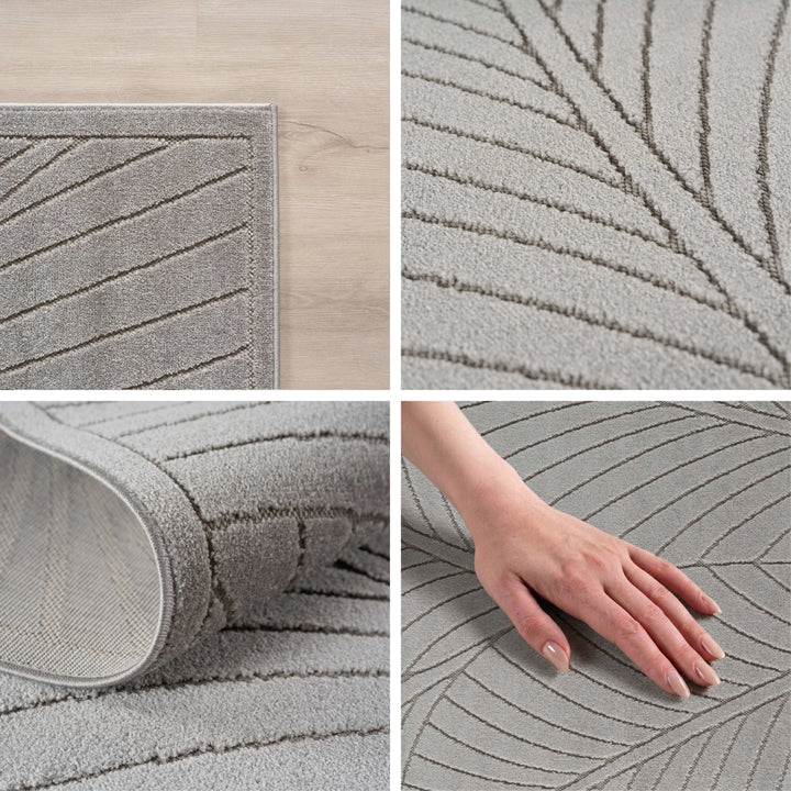 SIMPEX Kurzflor Teppich Wohnzimmer Schlafzimmer 3D Hoch-Tief-Effekt, Skandinavisch Boho Motiv, für Outdoor Bereich geeignet Terrassen oder im Balkon