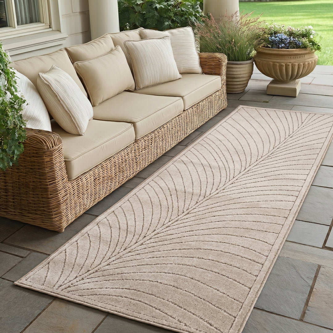 SIMPEX Kurzflor Teppich Wohnzimmer Schlafzimmer 3D Hoch-Tief-Effekt, Skandinavisch Boho Motiv, für Outdoor Bereich geeignet Terrassen oder im Balkon