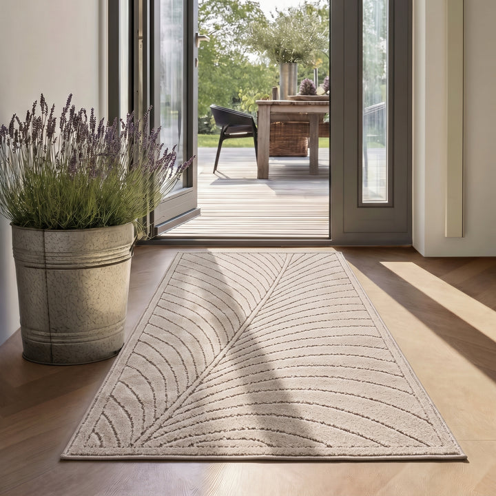 SIMPEX Kurzflor Teppich Wohnzimmer Schlafzimmer 3D Hoch-Tief-Effekt, Skandinavisch Boho Motiv, für Outdoor Bereich geeignet Terrassen oder im Balkon