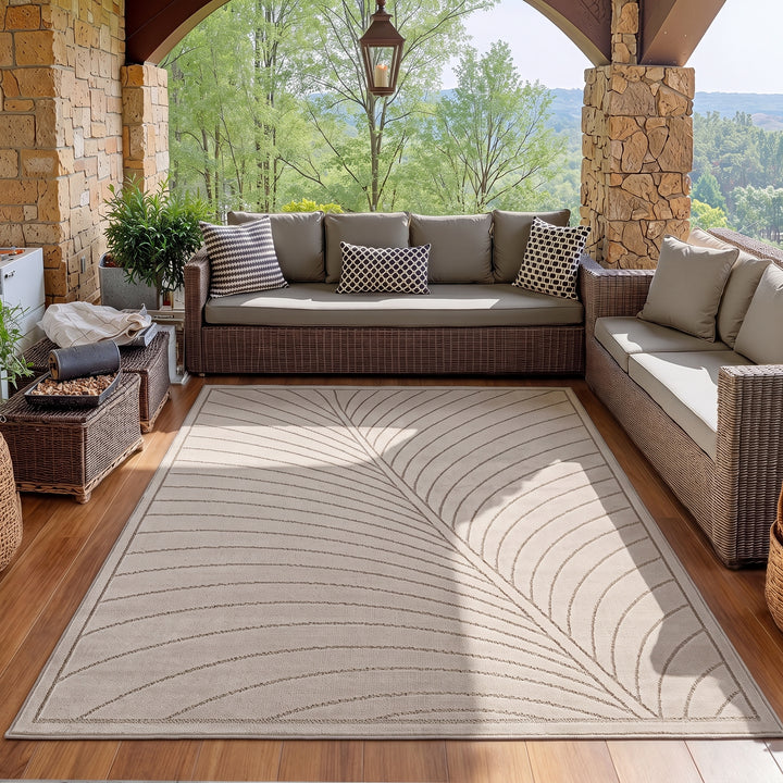 SIMPEX Kurzflor Teppich Wohnzimmer Schlafzimmer 3D Hoch-Tief-Effekt, Skandinavisch Boho Motiv, für Outdoor Bereich geeignet Terrassen oder im Balkon