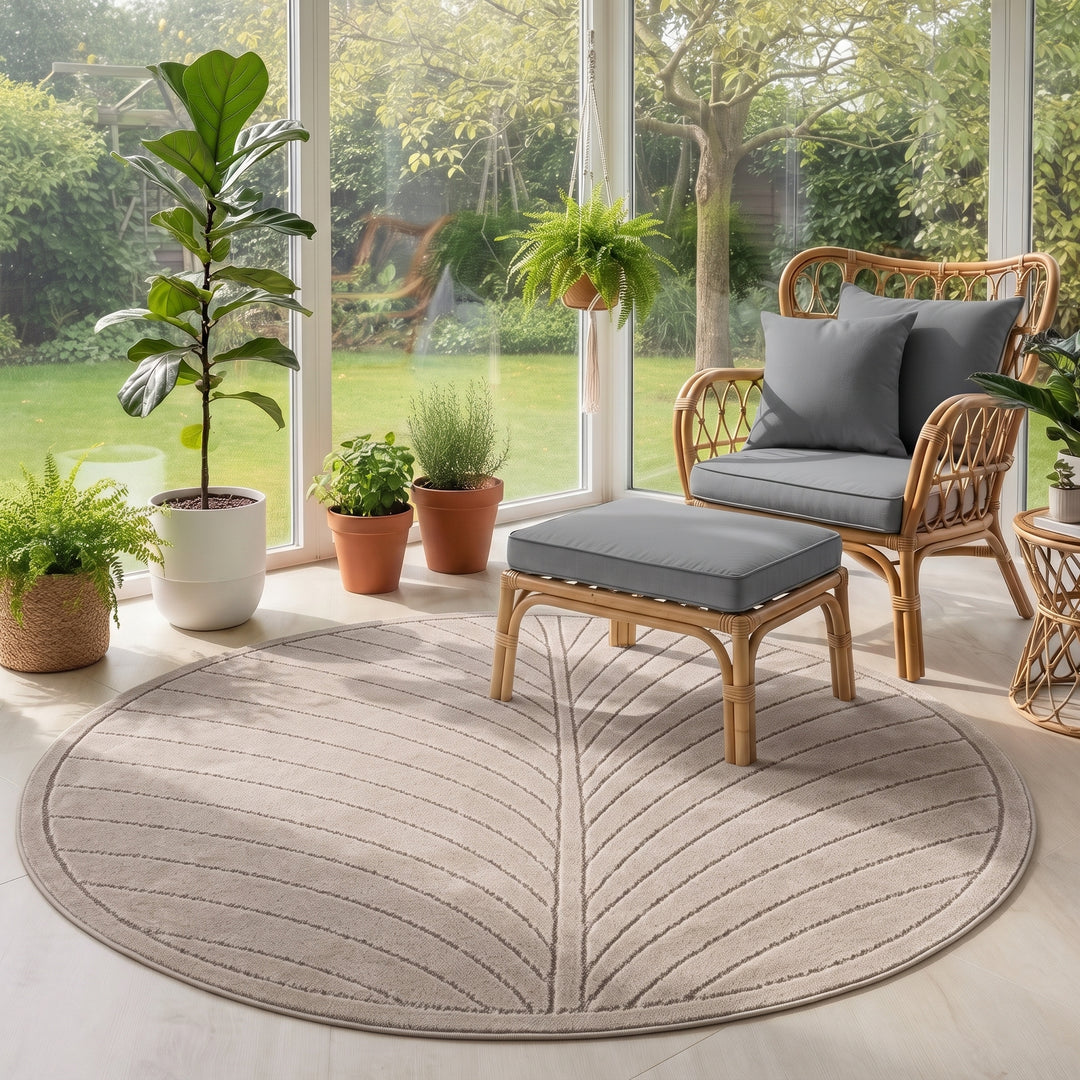 SIMPEX Kurzflor Teppich Wohnzimmer Schlafzimmer 3D Hoch-Tief-Effekt, Skandinavisch Boho Motiv, für Outdoor Bereich geeignet Terrassen oder im Balkon