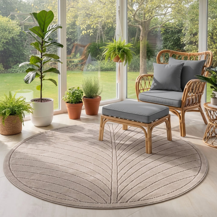 SIMPEX Kurzflor Teppich Wohnzimmer Schlafzimmer 3D Hoch-Tief-Effekt, Skandinavisch Boho Motiv, für Outdoor Bereich geeignet Terrassen oder im Balkon