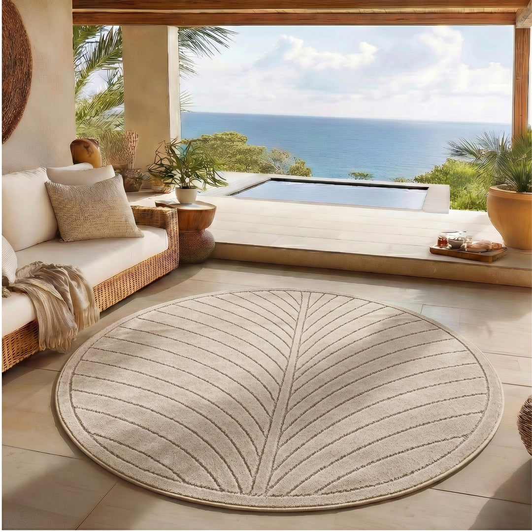 SIMPEX Kurzflor Teppich Wohnzimmer Schlafzimmer 3D Hoch-Tief-Effekt, Skandinavisch Boho Motiv, für Outdoor Bereich geeignet Terrassen oder im Balkon