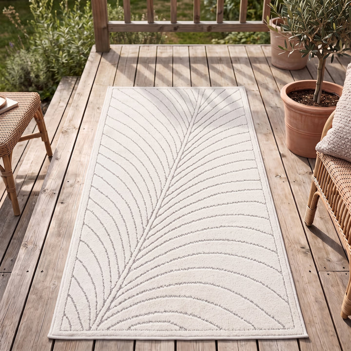 SIMPEX Kurzflor Teppich Wohnzimmer Schlafzimmer 3D Hoch-Tief-Effekt, Skandinavisch Boho Motiv, für Outdoor Bereich geeignet Terrassen oder im Balkon