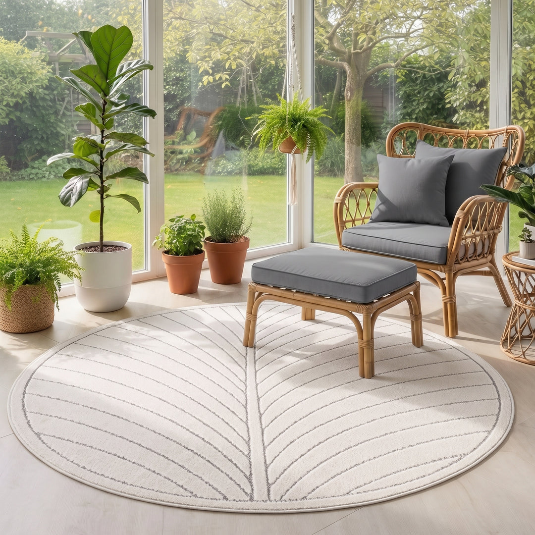 SIMPEX Kurzflor Teppich Wohnzimmer Schlafzimmer 3D Hoch-Tief-Effekt, Skandinavisch Boho Motiv, für Outdoor Bereich geeignet Terrassen oder im Balkon