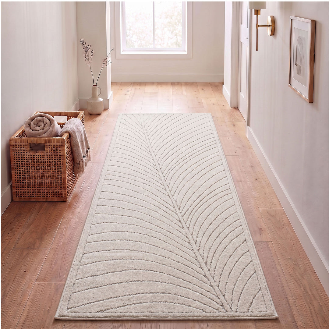 SIMPEX Kurzflor Teppich Wohnzimmer Schlafzimmer 3D Hoch-Tief-Effekt, Skandinavisch Boho Motiv, für Outdoor Bereich geeignet Terrassen oder im Balkon