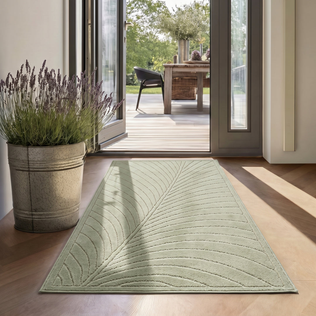SIMPEX Kurzflor Teppich Wohnzimmer Schlafzimmer 3D Hoch-Tief-Effekt, Skandinavisch Boho Motiv, für Outdoor Bereich geeignet Terrassen oder im Balkon