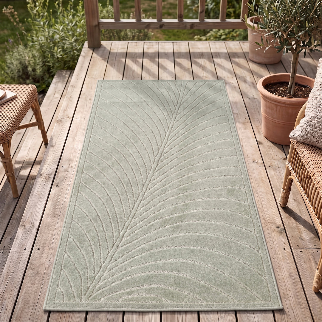 SIMPEX Kurzflor Teppich Wohnzimmer Schlafzimmer 3D Hoch-Tief-Effekt, Skandinavisch Boho Motiv, für Outdoor Bereich geeignet Terrassen oder im Balkon