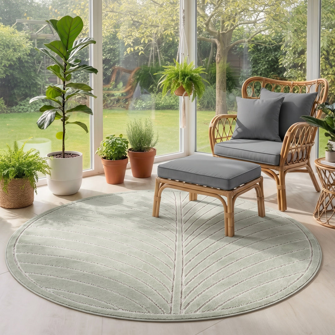 SIMPEX Kurzflor Teppich Wohnzimmer Schlafzimmer 3D Hoch-Tief-Effekt, Skandinavisch Boho Motiv, für Outdoor Bereich geeignet Terrassen oder im Balkon