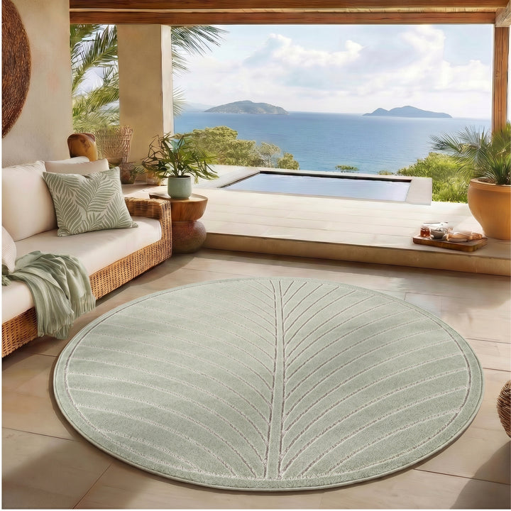 SIMPEX Kurzflor Teppich Wohnzimmer Schlafzimmer 3D Hoch-Tief-Effekt, Skandinavisch Boho Motiv, für Outdoor Bereich geeignet Terrassen oder im Balkon