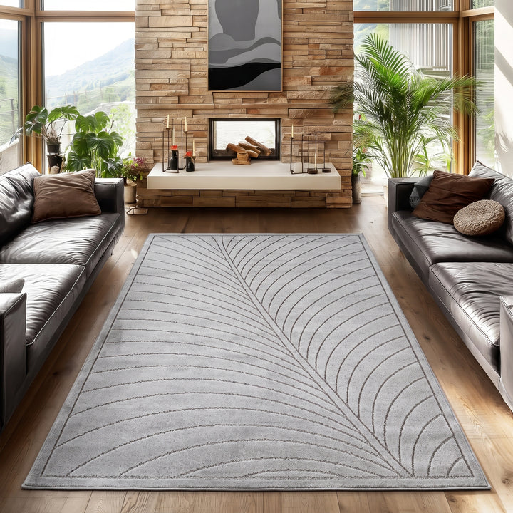 SIMPEX Kurzflor Teppich Wohnzimmer Schlafzimmer 3D Hoch-Tief-Effekt, Skandinavisch Boho Motiv, für Outdoor Bereich geeignet Terrassen oder im Balkon
