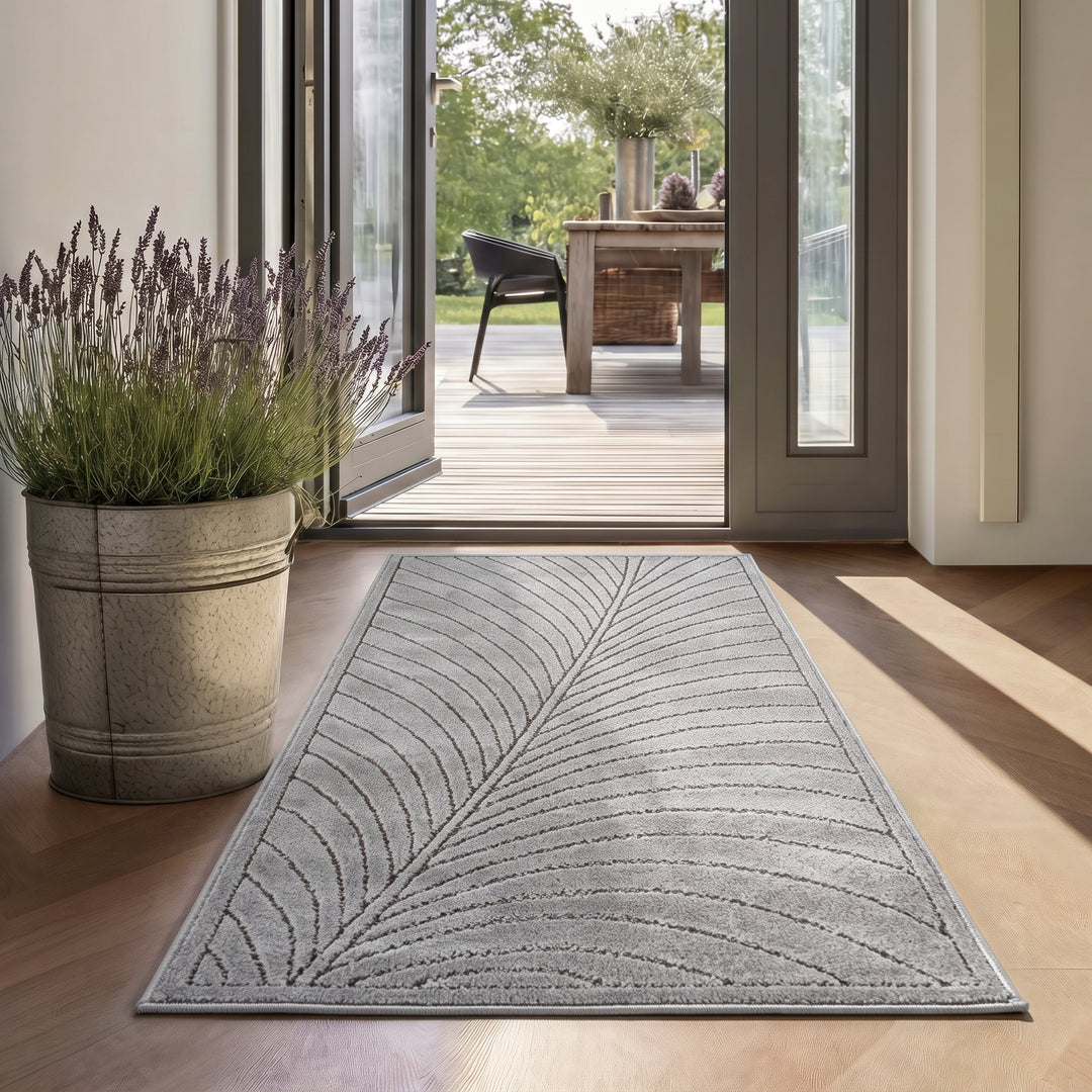 SIMPEX Kurzflor Teppich Wohnzimmer Schlafzimmer 3D Hoch-Tief-Effekt, Skandinavisch Boho Motiv, für Outdoor Bereich geeignet Terrassen oder im Balkon