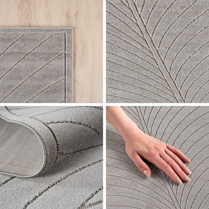 SIMPEX Kurzflor Teppich Wohnzimmer Schlafzimmer 3D Hoch-Tief-Effekt, Skandinavisch Boho Motiv, für Outdoor Bereich geeignet Terrassen oder im Balkon