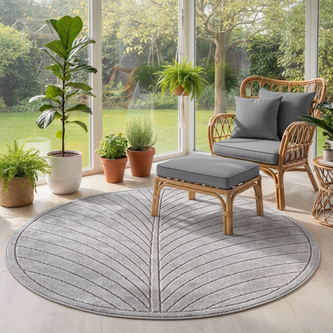 SIMPEX Kurzflor Teppich Wohnzimmer Schlafzimmer 3D Hoch-Tief-Effekt, Skandinavisch Boho Motiv, für Outdoor Bereich geeignet Terrassen oder im Balkon
