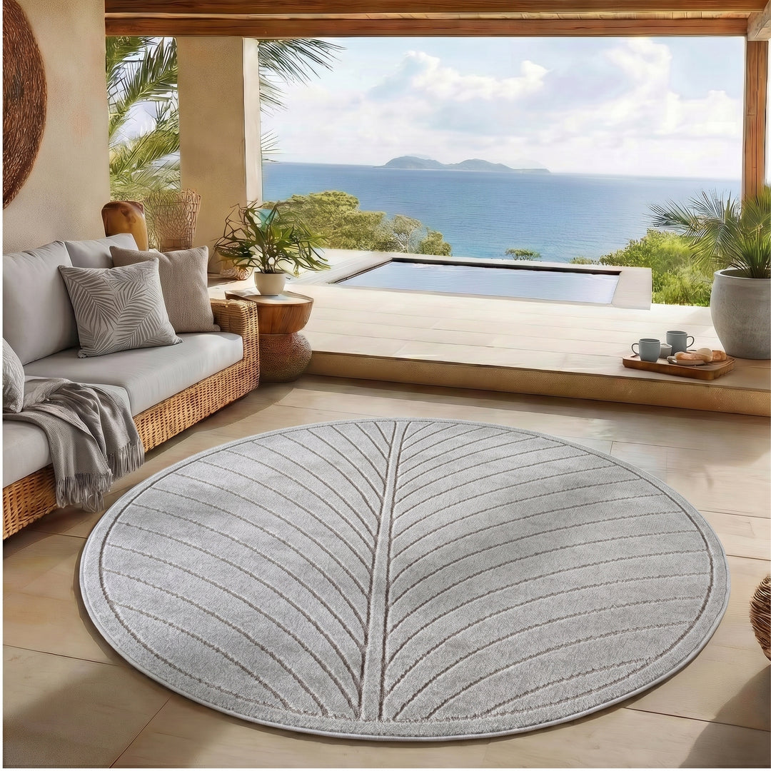 SIMPEX Kurzflor Teppich Wohnzimmer Schlafzimmer 3D Hoch-Tief-Effekt, Skandinavisch Boho Motiv, für Outdoor Bereich geeignet Terrassen oder im Balkon