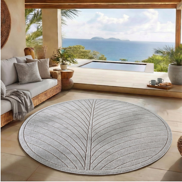 SIMPEX Kurzflor Teppich Wohnzimmer Schlafzimmer 3D Hoch-Tief-Effekt, Skandinavisch Boho Motiv, für Outdoor Bereich geeignet Terrassen oder im Balkon
