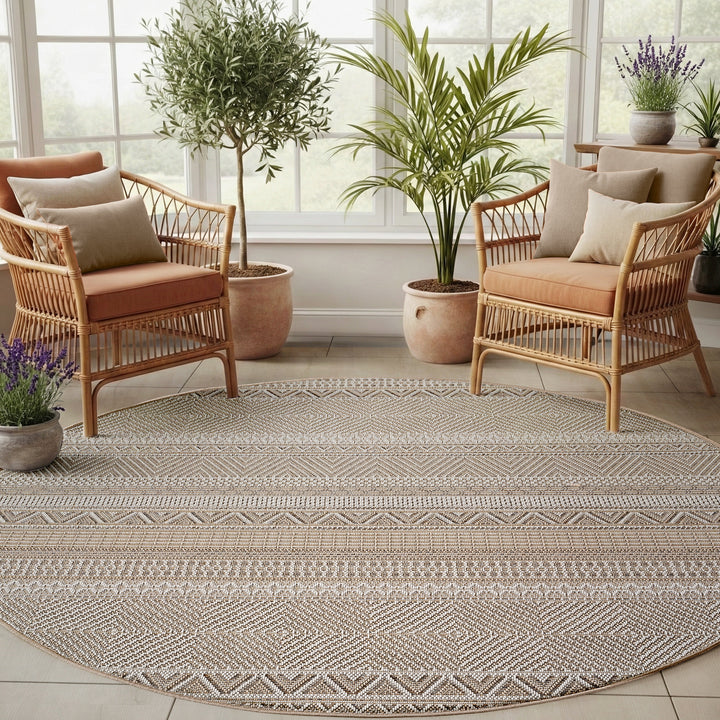 SIMPEX Outdoor Teppich Wetterfest Beige Küche, Balkon, Terrasse