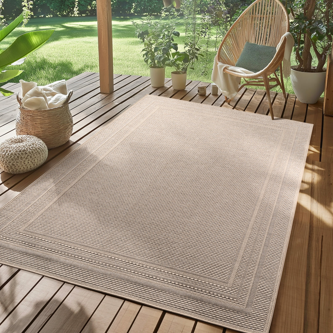 SIMPEX Outdoor Teppich Wetterfest Beige Küche, Balkon, Terrasse – Simpex24