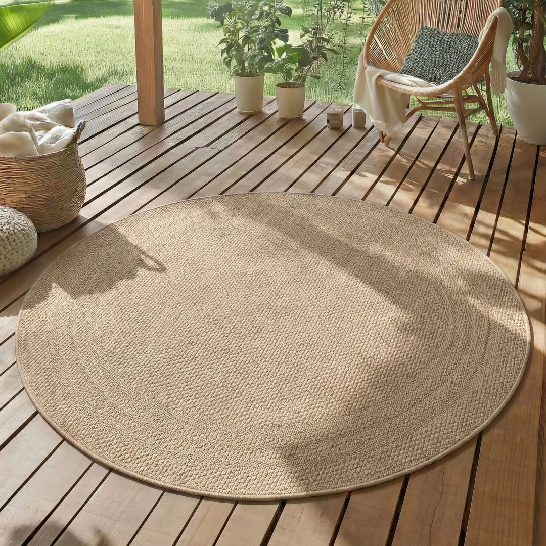 SIMPEX Outdoor Teppich Wetterfest Beige Küche, Balkon, Terrasse