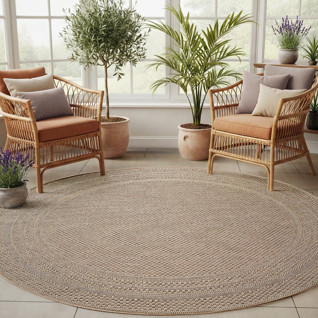 SIMPEX Outdoor Teppich Wetterfest Beige Küche, Balkon, Terrasse