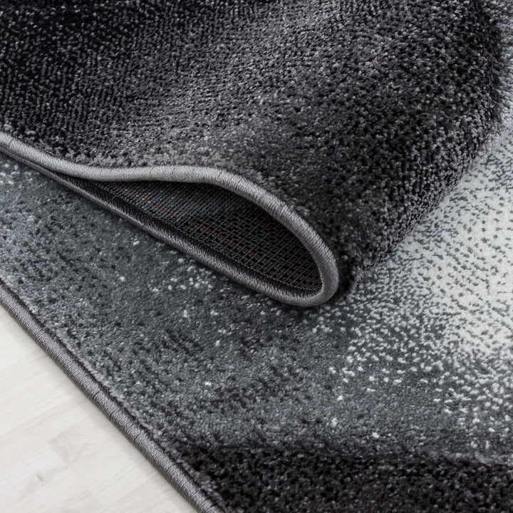 Bettumrandung Läufer Teppich Modern Designer Läuferset Kariert Linien Muster 3 Teilig Schwarz Grau Weiß