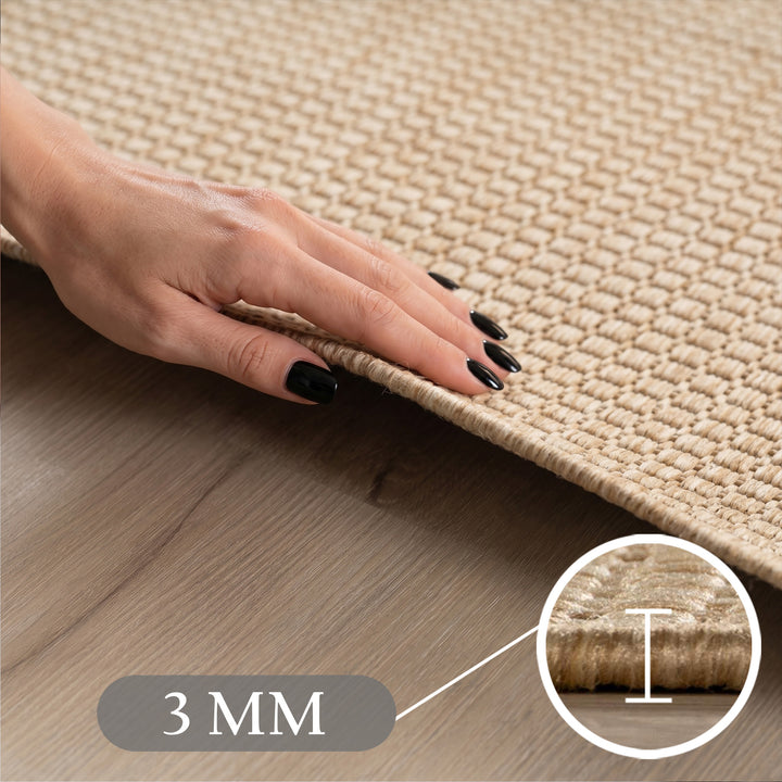 SIMPEX Outdoor Teppich Beige Balkon Terrasse Garten Wetterfest UV-beständig Teppich Einfarbig Flachgewebe Pflegeleicht Robust Modern