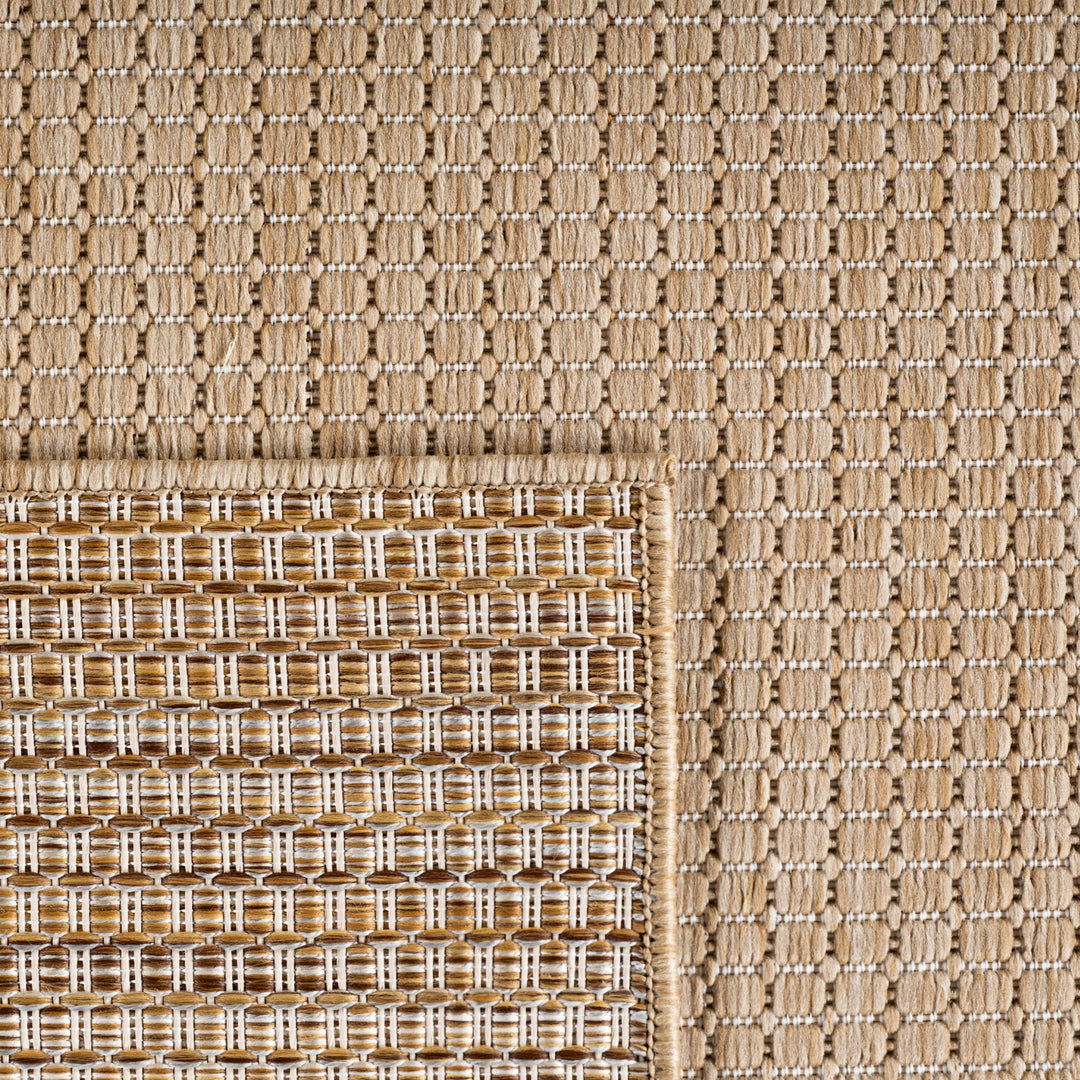 SIMPEX Outdoor Teppich Beige Balkon Terrasse Garten Wetterfest UV-beständig Teppich Einfarbig Flachgewebe Pflegeleicht Robust Modern