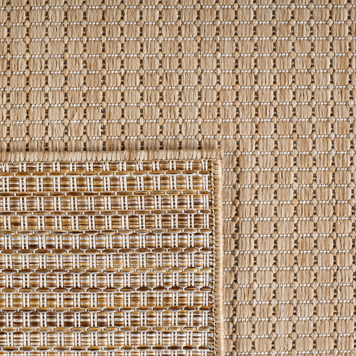 SIMPEX Outdoor Teppich Beige Balkon Terrasse Garten Wetterfest UV-beständig Teppich Einfarbig Flachgewebe Pflegeleicht Robust Modern