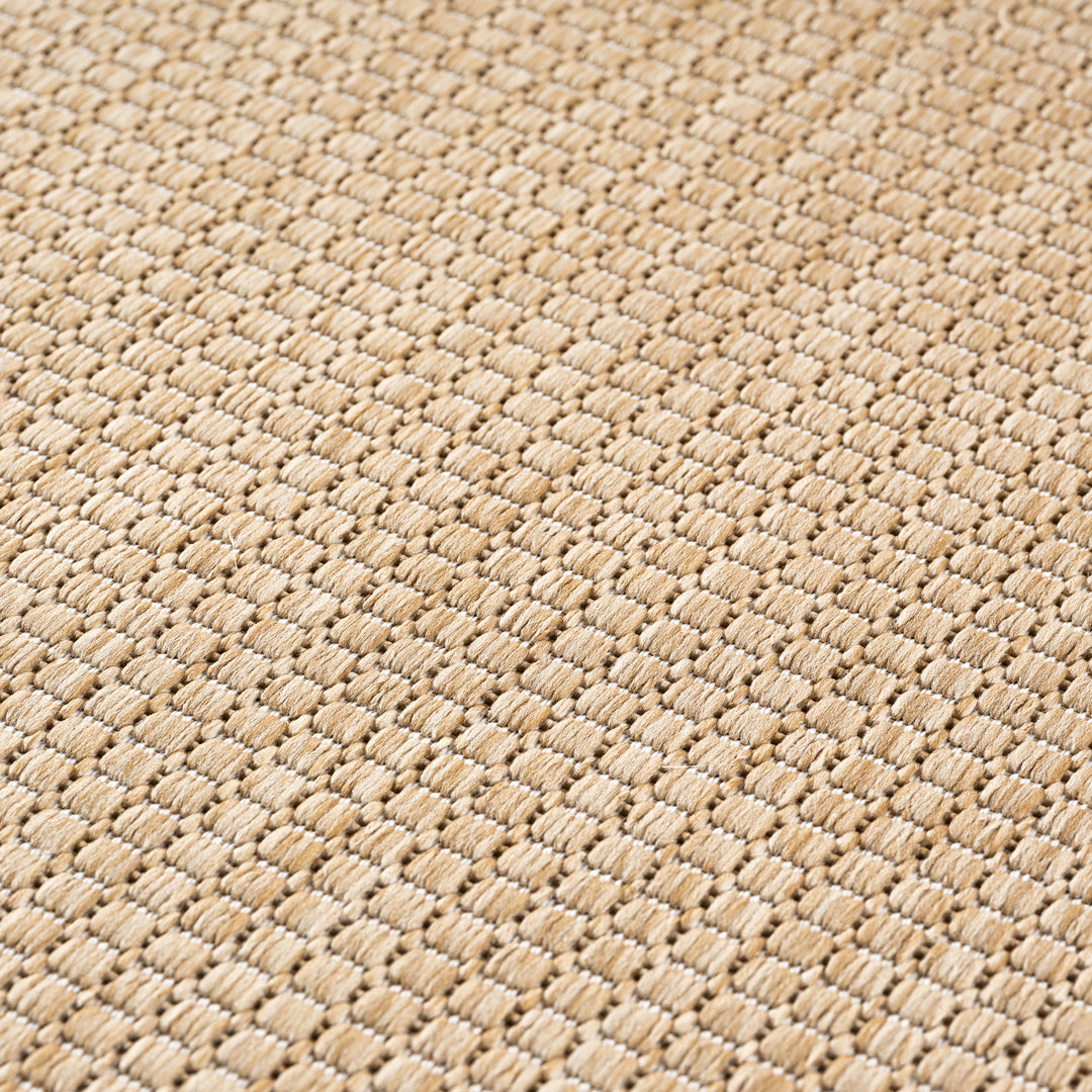 SIMPEX Outdoor Teppich Beige Balkon Terrasse Garten Wetterfest UV-beständig Teppich Einfarbig Flachgewebe Pflegeleicht Robust Modern