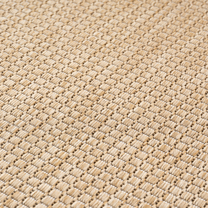 SIMPEX Outdoor Teppich Beige Balkon Terrasse Garten Wetterfest UV-beständig Teppich Einfarbig Flachgewebe Pflegeleicht Robust Modern