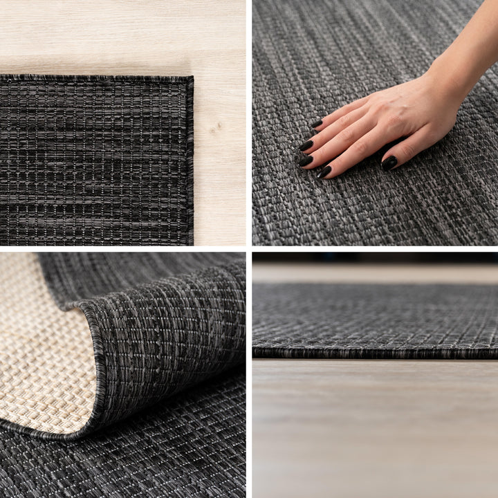 SIMPEX Outdoor Teppich Beige Balkon Terrasse Garten Wetterfest UV-beständig Teppich Einfarbig Flachgewebe Pflegeleicht Robust Modern