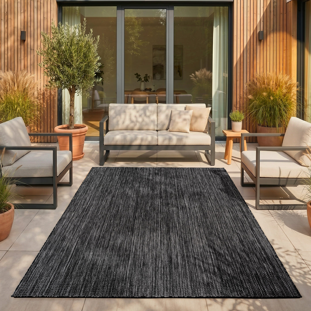 SIMPEX Outdoor Teppich Beige Balkon Terrasse Garten Wetterfest UV-beständig Teppich Einfarbig Flachgewebe Pflegeleicht Robust Modern