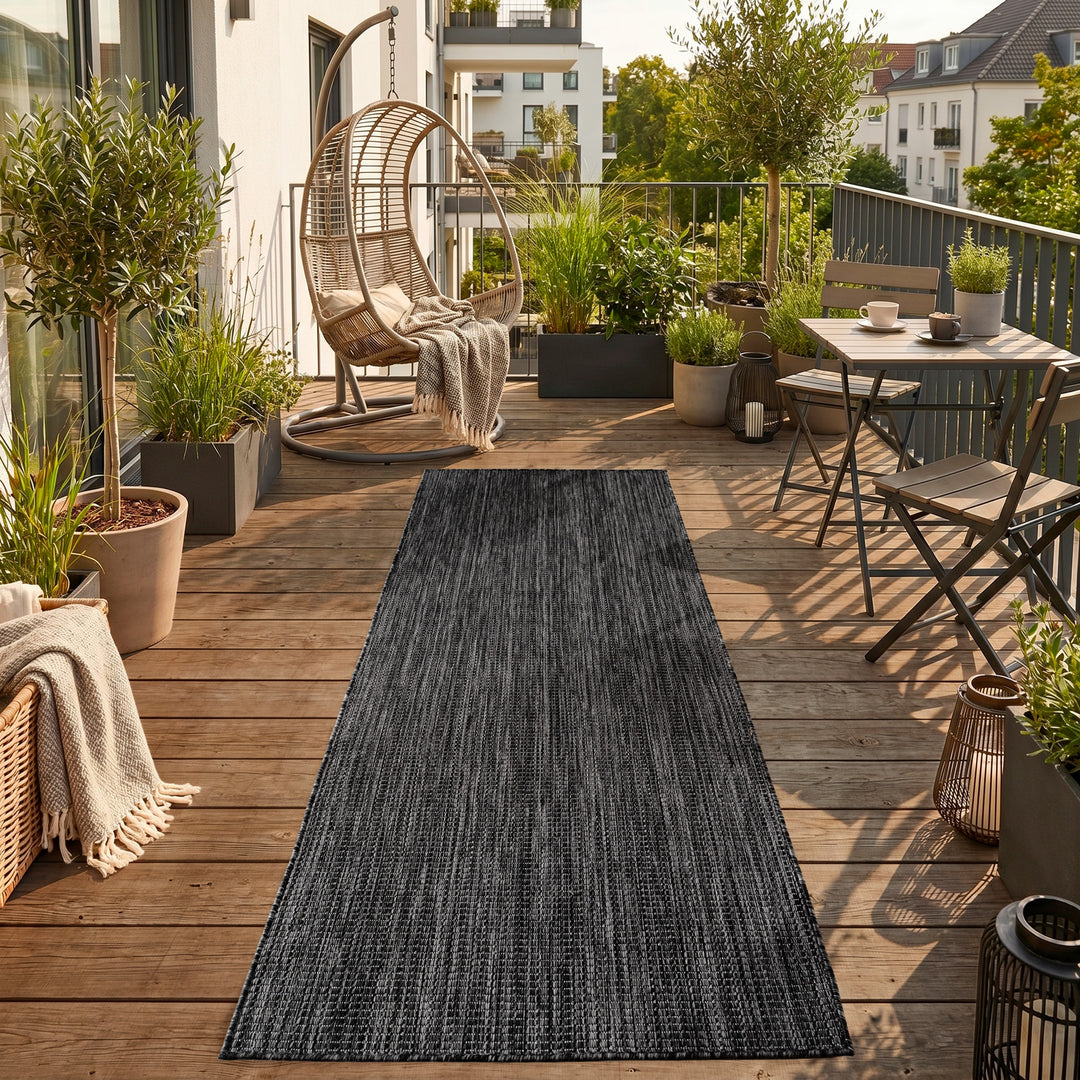 SIMPEX Outdoor Teppich Beige Balkon Terrasse Garten Wetterfest UV-beständig Teppich Einfarbig Flachgewebe Pflegeleicht Robust Modern
