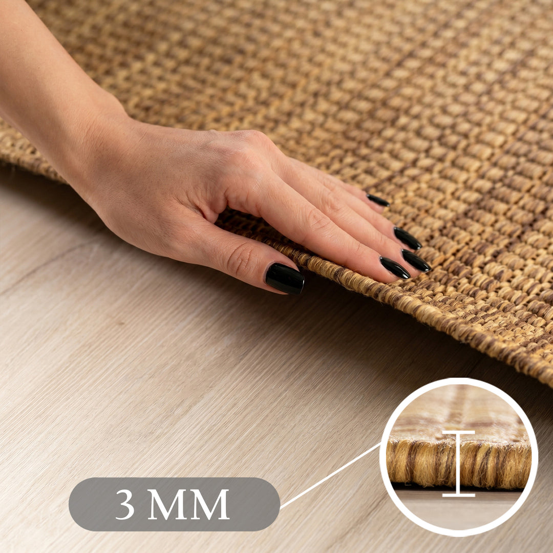 SIMPEX Outdoor Teppich Beige Balkon Terrasse Garten Wetterfest UV-beständig Teppich Einfarbig Flachgewebe Pflegeleicht Robust Modern