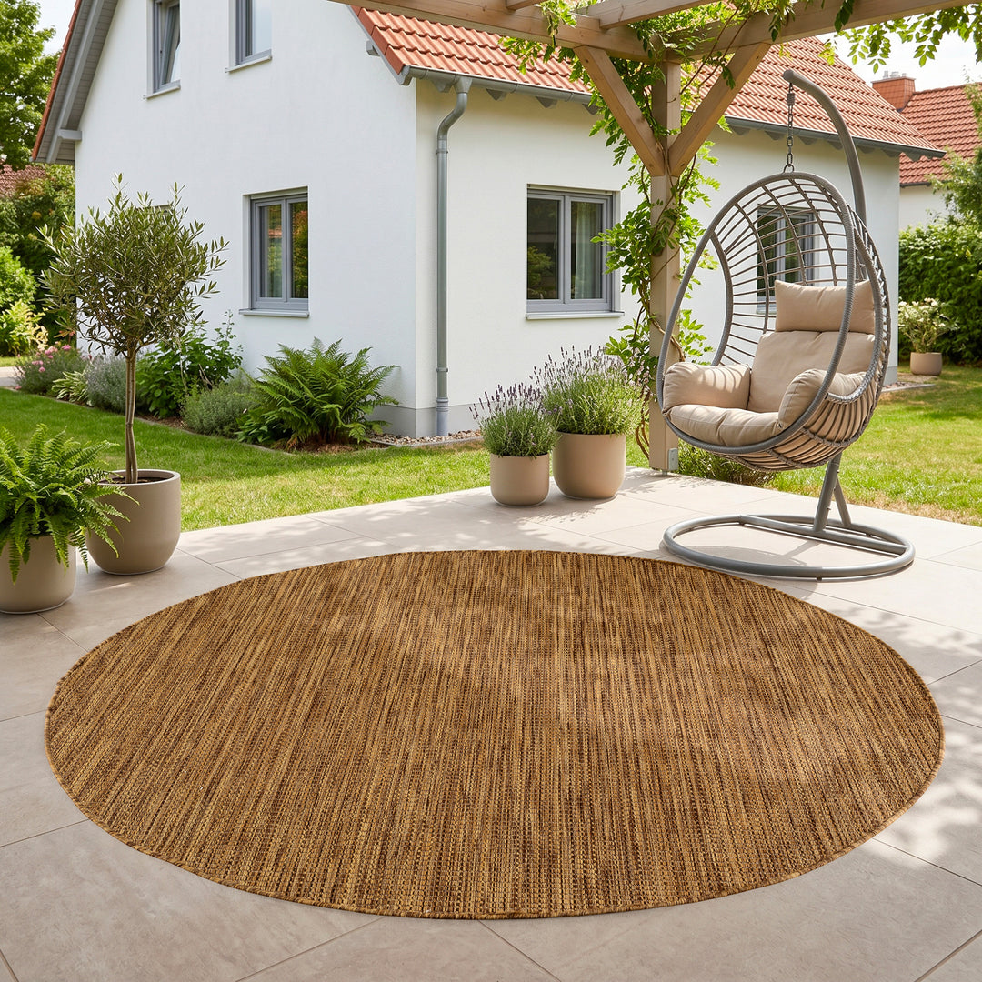 SIMPEX Outdoor Teppich Beige Balkon Terrasse Garten Wetterfest UV-beständig Teppich Einfarbig Flachgewebe Pflegeleicht Robust Modern