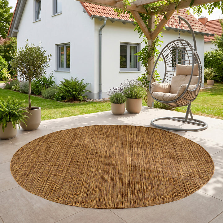 SIMPEX Outdoor Teppich Beige Balkon Terrasse Garten Wetterfest UV-beständig Teppich Einfarbig Flachgewebe Pflegeleicht Robust Modern