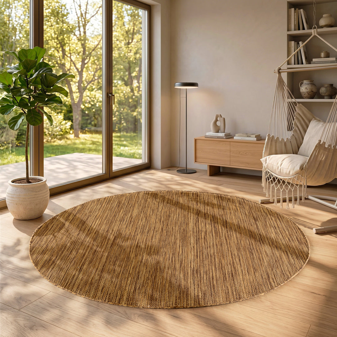 SIMPEX Outdoor Teppich Beige Balkon Terrasse Garten Wetterfest UV-beständig Teppich Einfarbig Flachgewebe Pflegeleicht Robust Modern