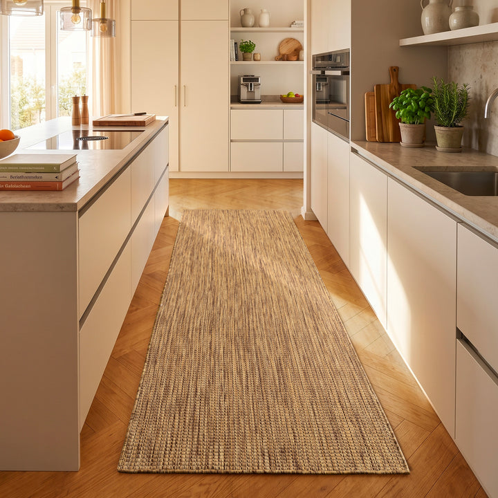 SIMPEX Outdoor Teppich Beige Balkon Terrasse Garten Wetterfest UV-beständig Teppich Einfarbig Flachgewebe Pflegeleicht Robust Modern