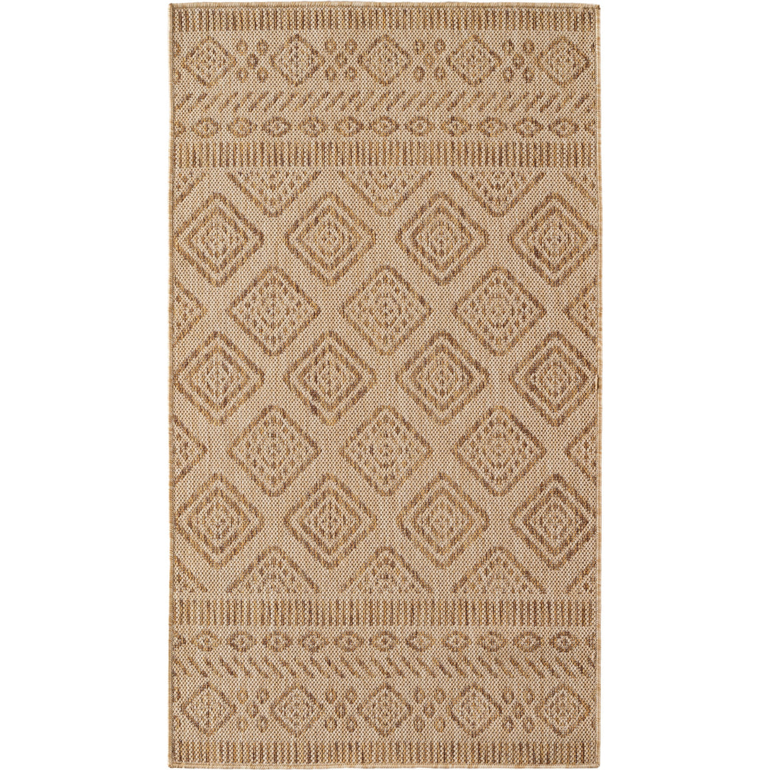 SIMPEX Outdoor Teppich Beige Jute Optik Balkon Terrasse Garten Wetterfest UV-beständig Groß Rauten Design Flachgewebe Pflegeleicht Robust Modern