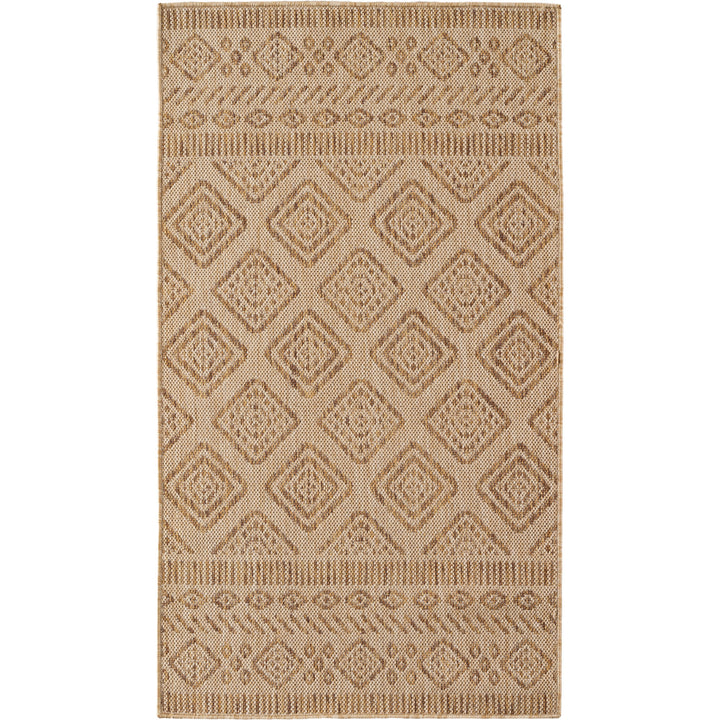 SIMPEX Outdoor Teppich Beige Jute Optik Balkon Terrasse Garten Wetterfest UV-beständig Groß Rauten Design Flachgewebe Pflegeleicht Robust Modern